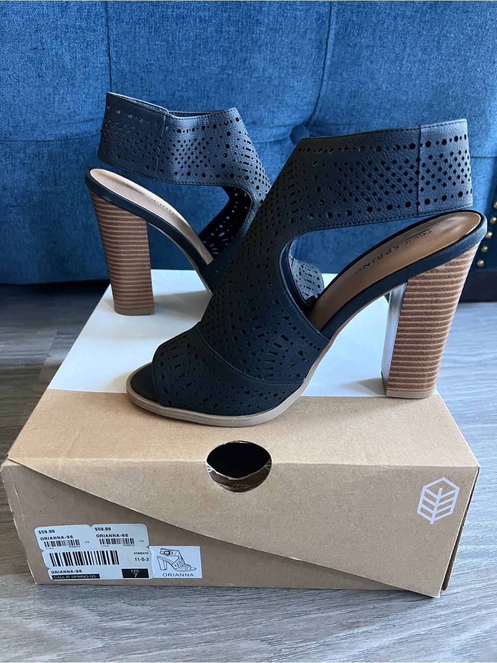 New Call It Spring Black Peep Toe Ankle Heeled Sandals - Picture 11 of 13